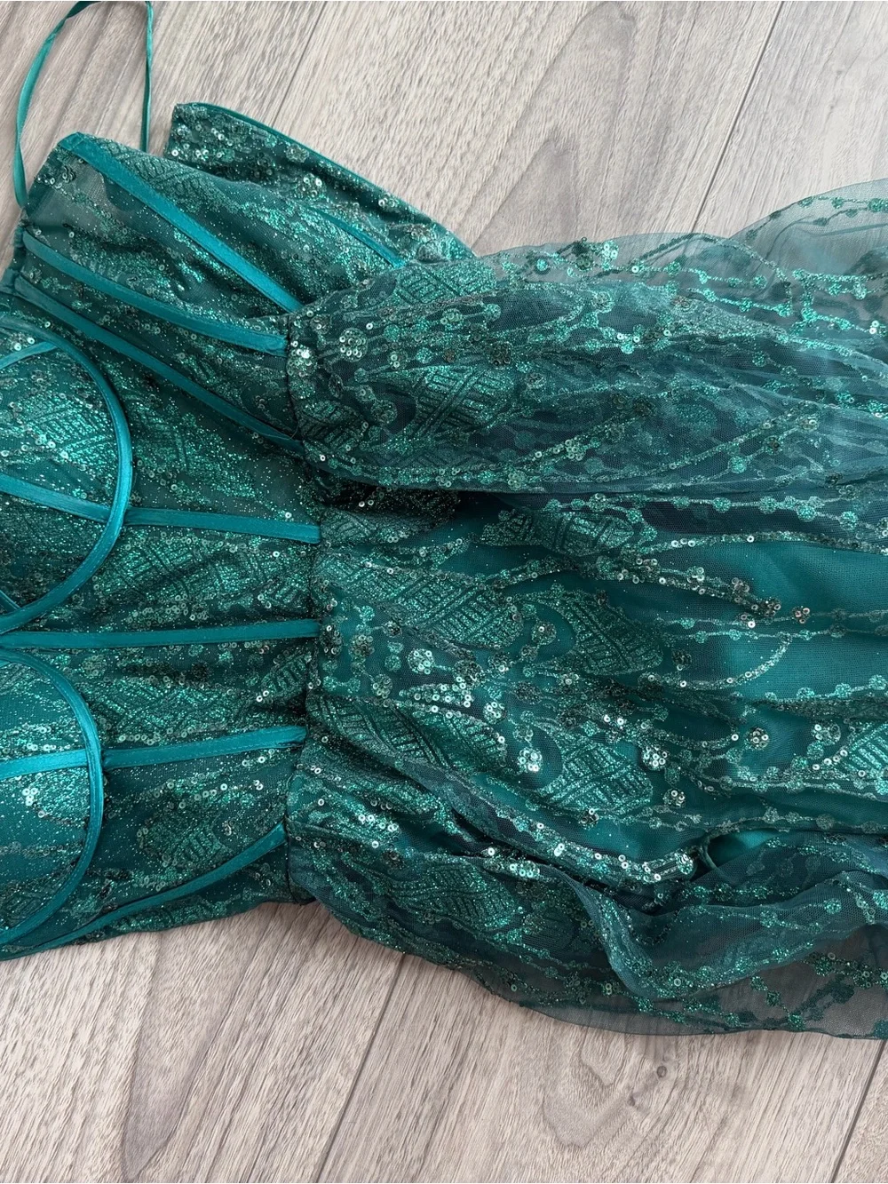Cinderella Emerald Green Sequined Evening Dress